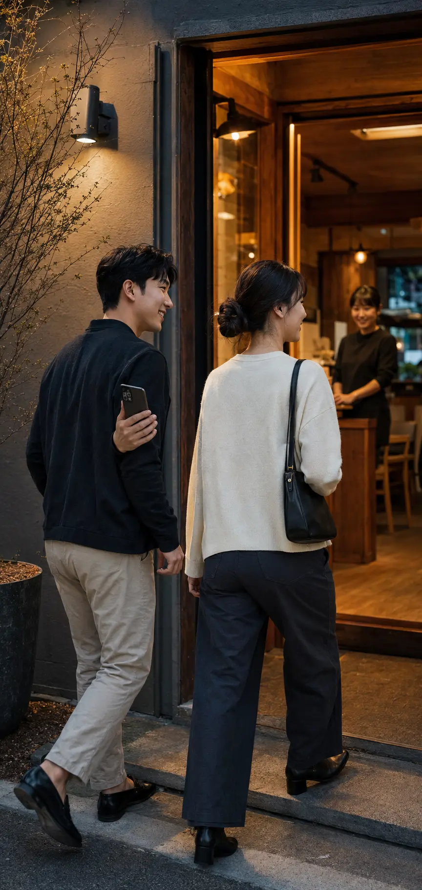음식점 방문을 표현한 장면 예시